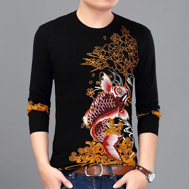 

Изысканный модный пуловер с 3D-принтом кальмара, вязаный свитер, Новинка осени 2018, качественный мягкий эластичный модный мужской свитер