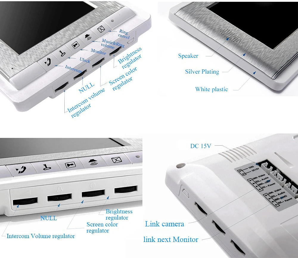 7" Video Door Phone Kit with ID Keyfobs+ Electric Lock+ Power Supply+ Door Exit for villa Video Doorbell video Intercom System