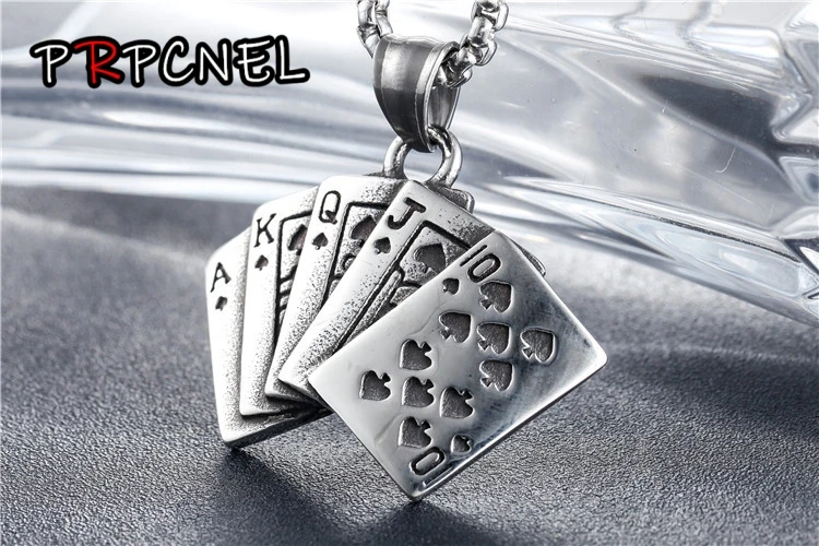Новый счастливый флеш Ace Of Spades мужское ожерелье Серебряный тон монограмма