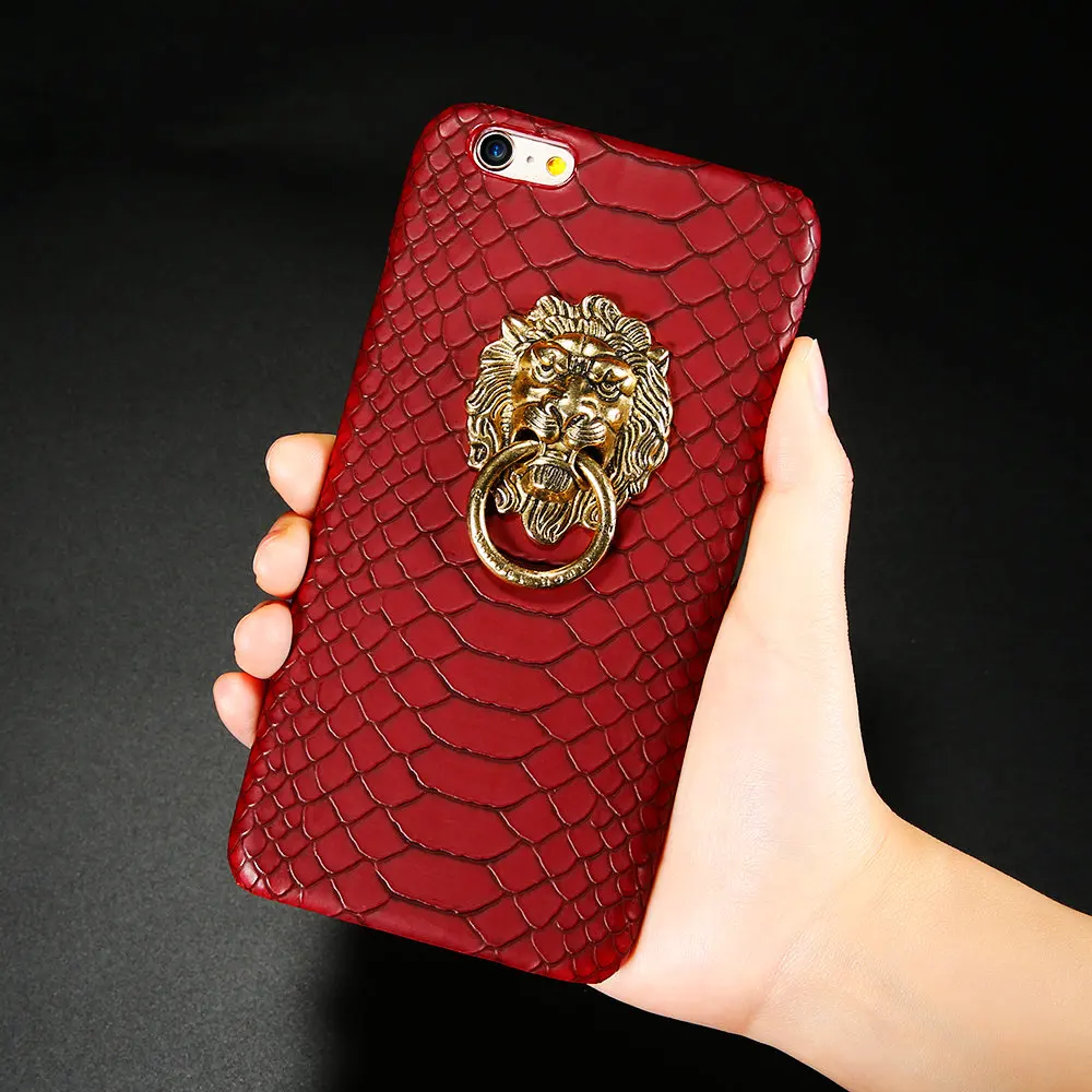 KISSCASE Holder Case For Apple iPhone 6 6s 7 8 Plus Phone Cover X XS 5 5s SE Cases 3D Lion Finger Ring Stand |