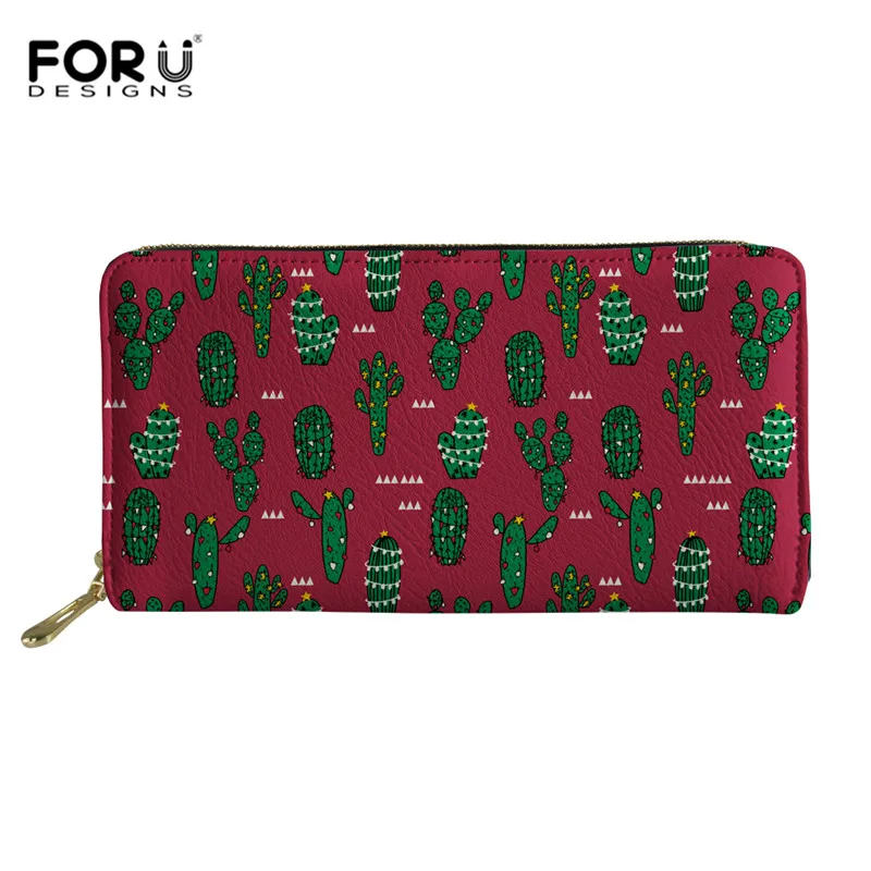 XM2364Z21 FORUDESIGNS/Кактус Женский кошелек из искусственной кожи, Женский Длинный кошелек на молнии, вместительные кошельки, Женский кошелек, Дамский кошелек, Сумочка для телефона и денег - Цвет: XM2364Z21