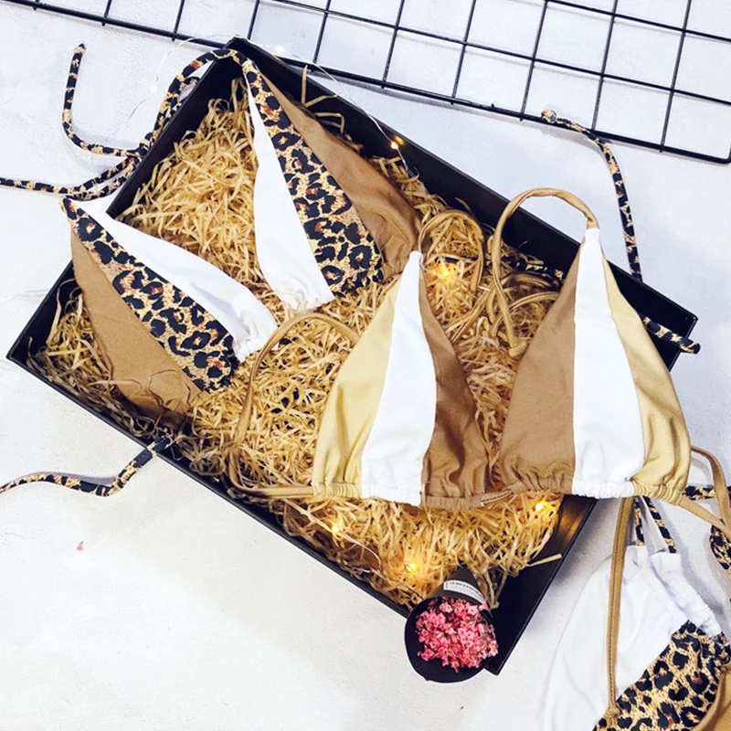 Куркума бикини с леопардовым узором 2019 новый летний купальник женский