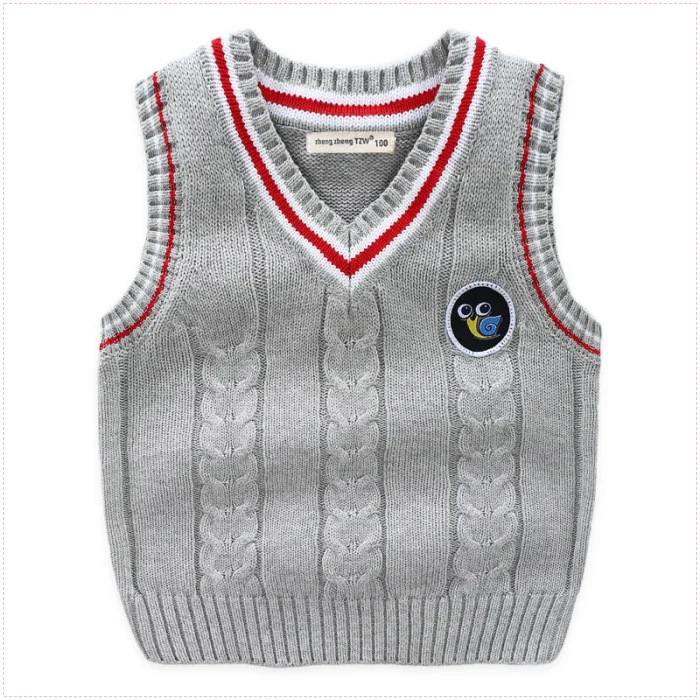 Детская одежда для детей 1-11 лет; свитер; жилет; roupas infantis; Одежда для мальчиков в школьном стиле; вязаные жилеты с круглым вырезом; жилеты для девочек