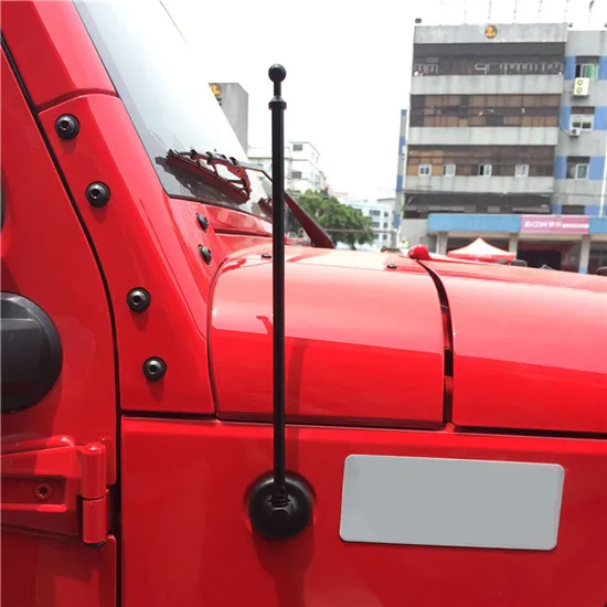 Для Jeep Wrangler TJ 1997-2006 антенна автомобильная радио антенна Алюминиевый автомобильный AM FM Усилитель Сигнала Антенна 1" капюшон двигателя боковая мачта - Цвет: Черный