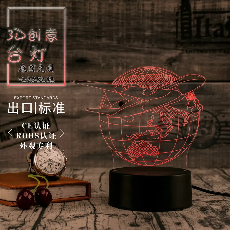 3D Led Novety Lighting Creative Gift Night Light Table Lamp Airplane Earth Light Led Home Corridor Hotel Party Atmosphere Lights