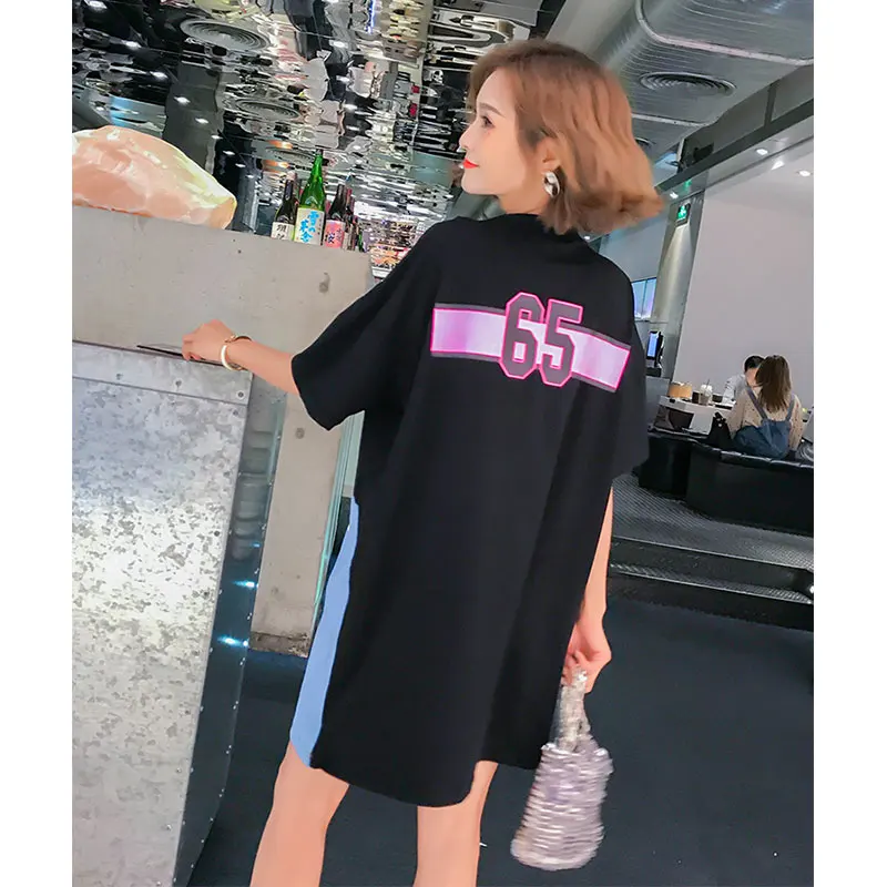 2019 летние джинсовые платья с заплатками модные мультяшным принтом женские из