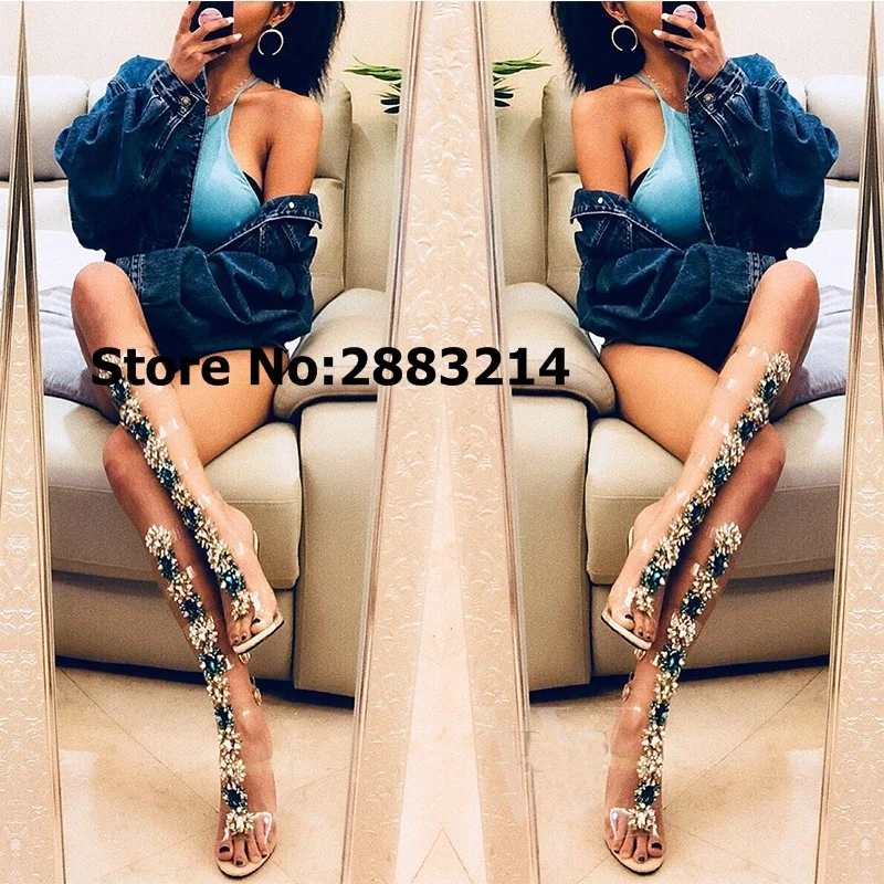 Сандалии гладиаторы до колена с открытым носком и украшением из жемчуга