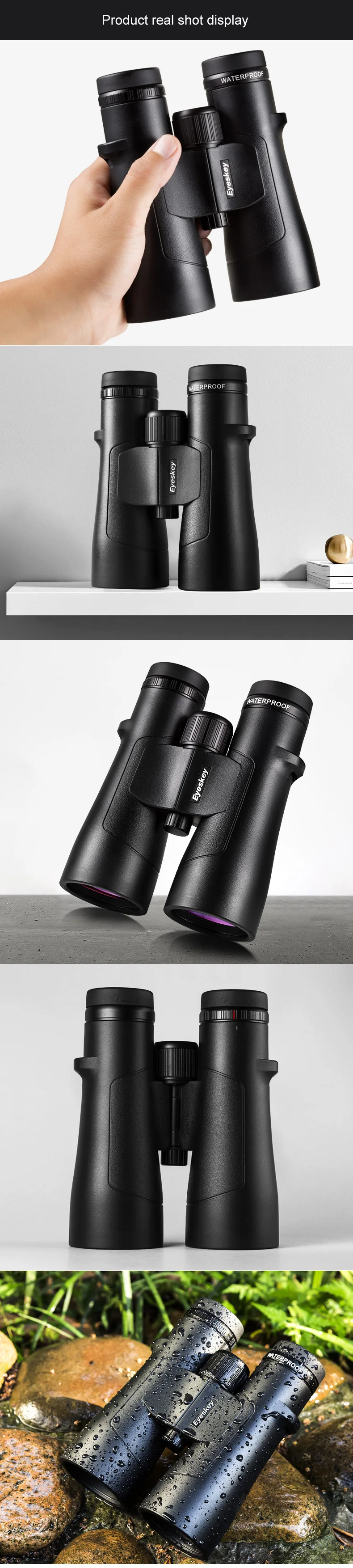 Eyeskey ED 10x50 Binoculars lll Night Vision Waterproof Super-Multi Coating Bak4 Prism Optics High Power Telescope for Hunting