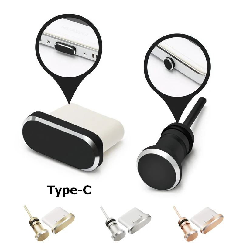 10 комплектов алюминиевых штепсельных вилок типа C с USB-C разъемом для зарядки телефона Аксессуары для Xiaomi A1 5X Huawei P10 P20 P30 Samsung S8 S9 S10 - изображение