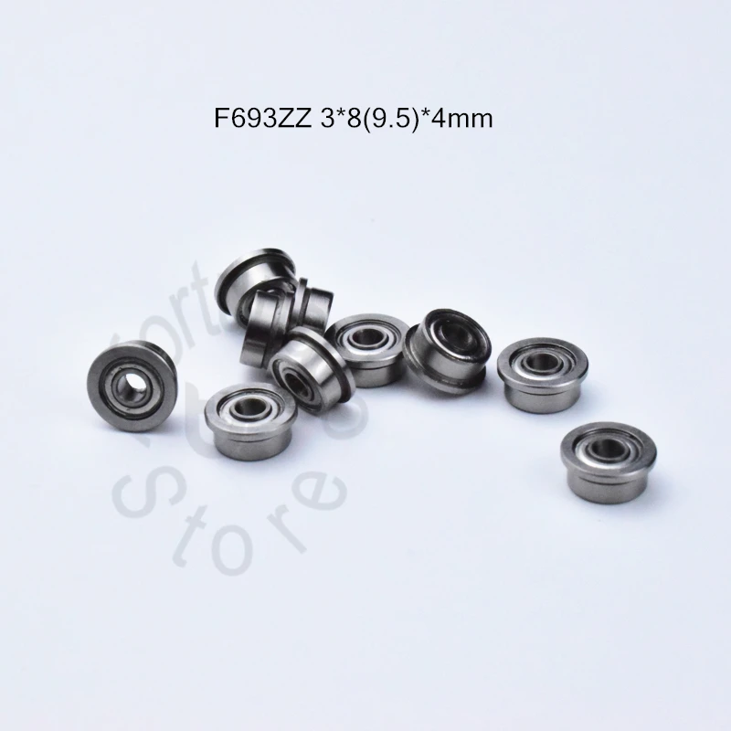 F693ZZ 3*8(9.5)*4mm 10pieces bearing ABEC-5 Flange bearings Free shipping 693 F693Z F693ZZ chrome steel deep groove bearing