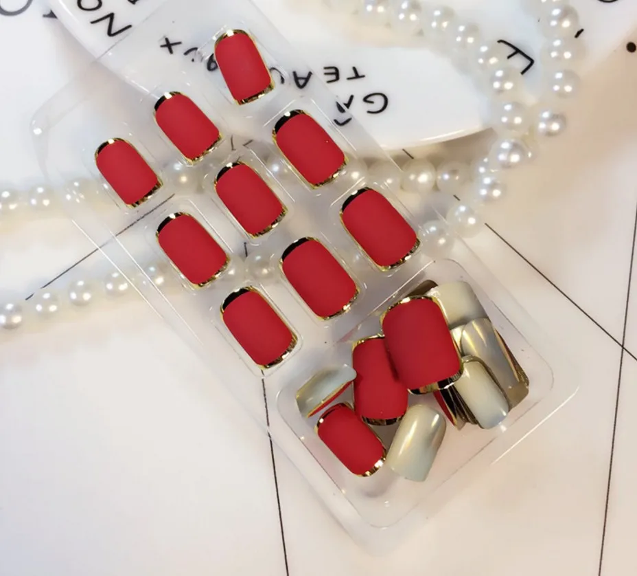 24 шт./компл. DIY французский 3D матовый дизайн ногтей поддельные короткие накладные