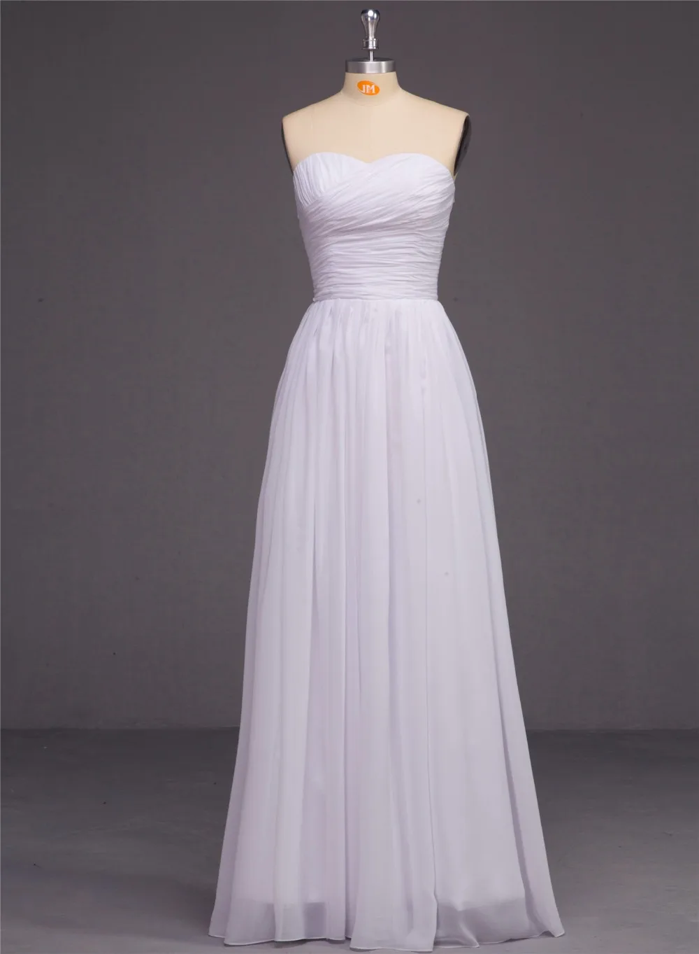 2015 A-Line Милая Шифон Настоящее Дешевые Ruched Длиной до пола Свадебные Платья