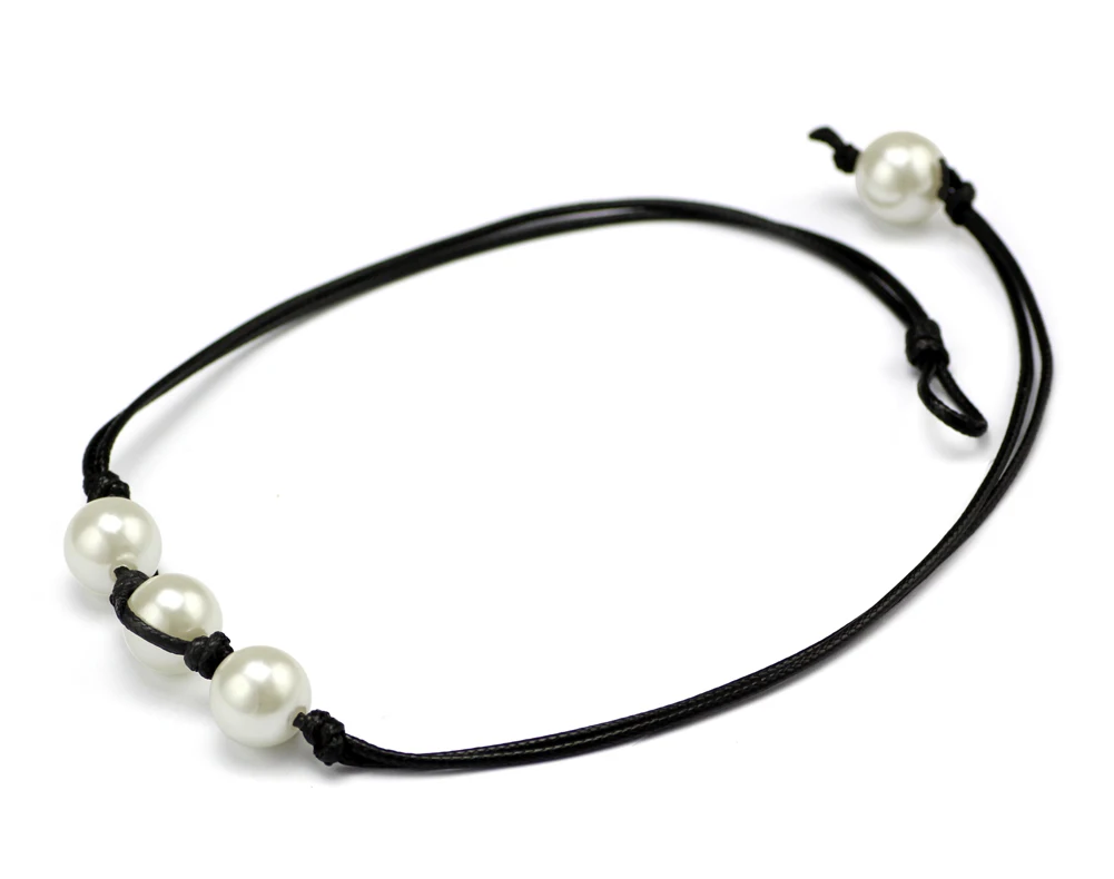Cultured Freshwater Bib Leather Pearl Necklace Choker Jewelry For Women | Украшения и аксессуары