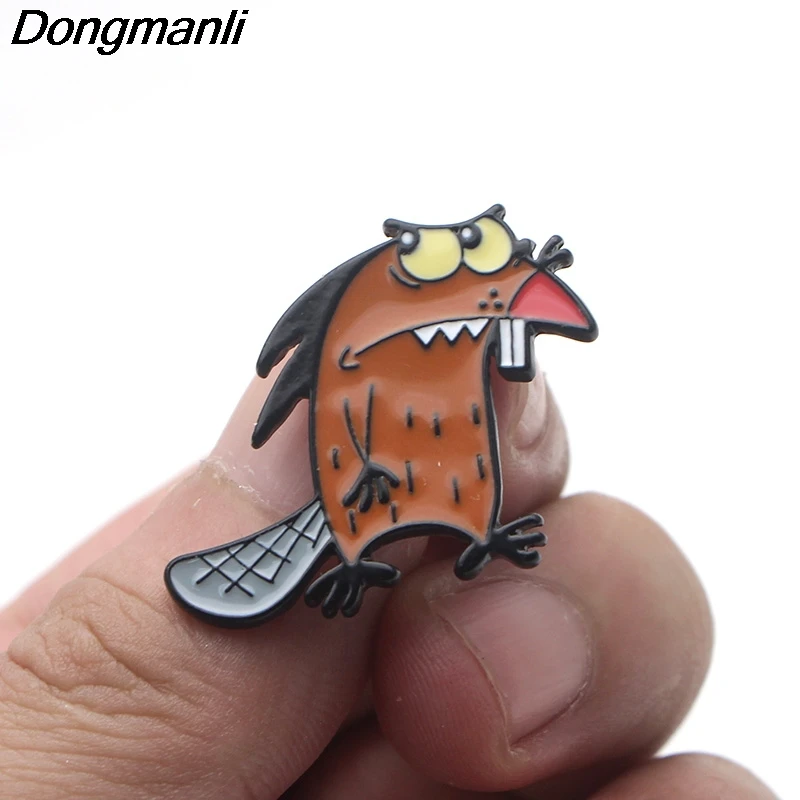 P3769 Dongmanli милый сердитый Бобр металлические эмалированные броши и булавки для нагрудного штыря значок для рюкзака воротник ювелирные изделия