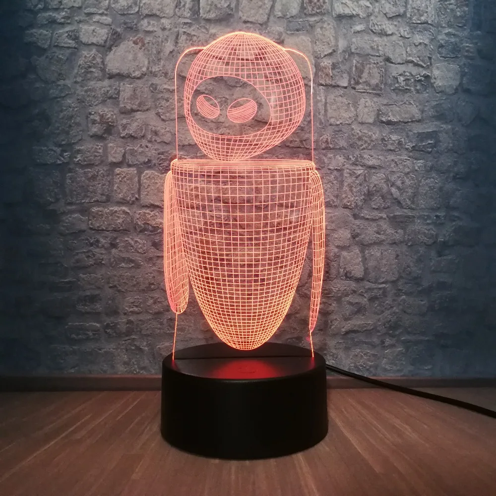 Новинка 3D USB Robort Wall-E RGB светильник ing настольная Светодиодная лампа Иллюзия