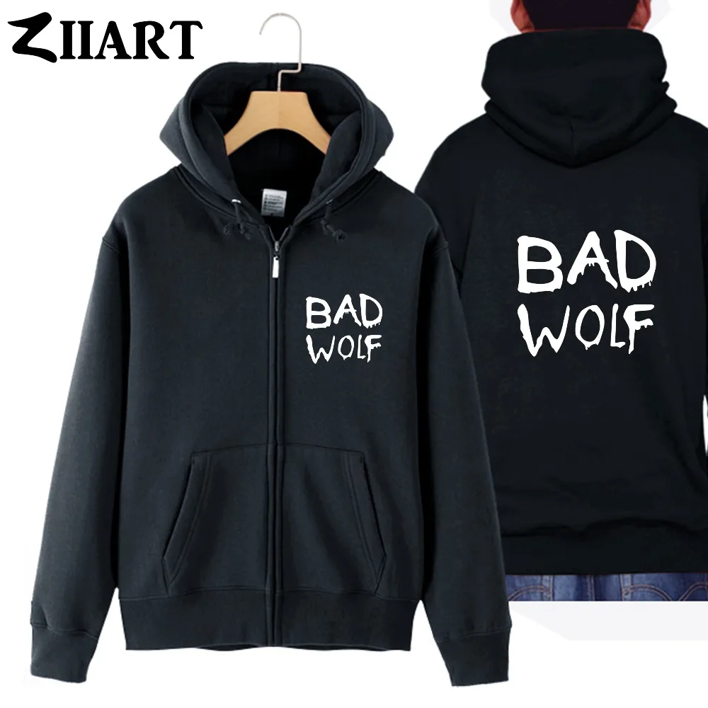 Bad Wolf words letters couple clothes boy man male cotton full zip hooded Coats Jackets | Мужская одежда