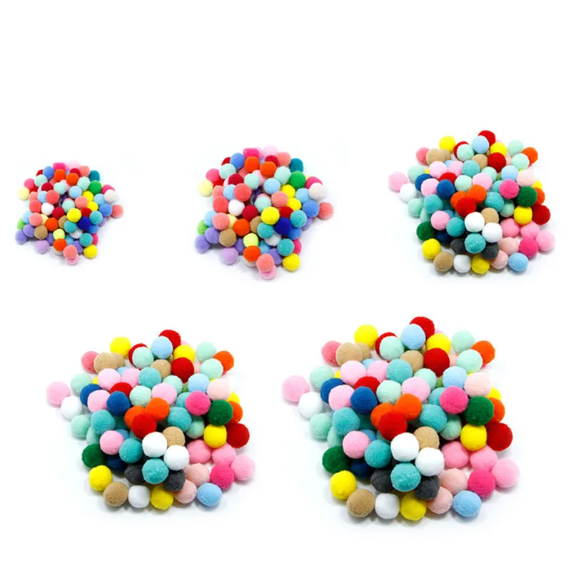 

100Pcs DIY Mixed Color Mini Fluffy Soft Pom Poms Pompoms Ball Arts and Crafts good quality