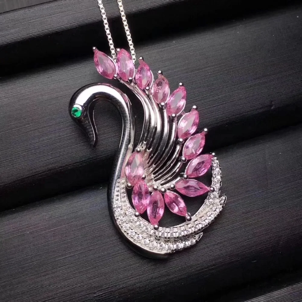 Fidelity natural 2.5*5mm pink sapphire s925 sterling silver Pendants fine jewelry gfit for women party gemstone | Украшения и
