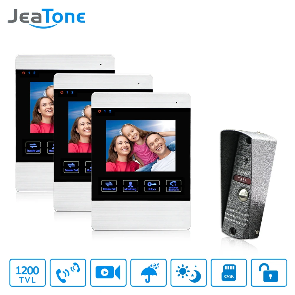 

JeaTone видео телефон двери проводной домофон дверной Звонок камера HD подключение CCTV электронный замок монитор разблокировка мониторинг разг...