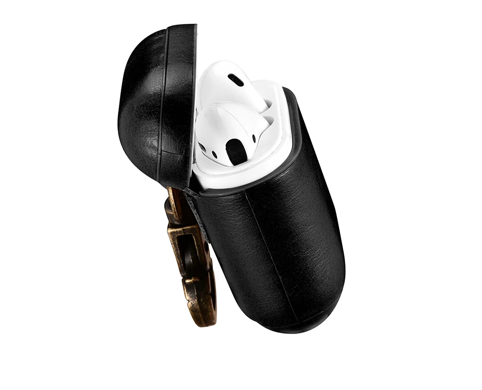 ICarer для Apple iPhone AirPods чехол Роскошный милый тонкий винтажный из натуральной кожи жесткий пластиковый Полный чехол защитный чехол с крючком