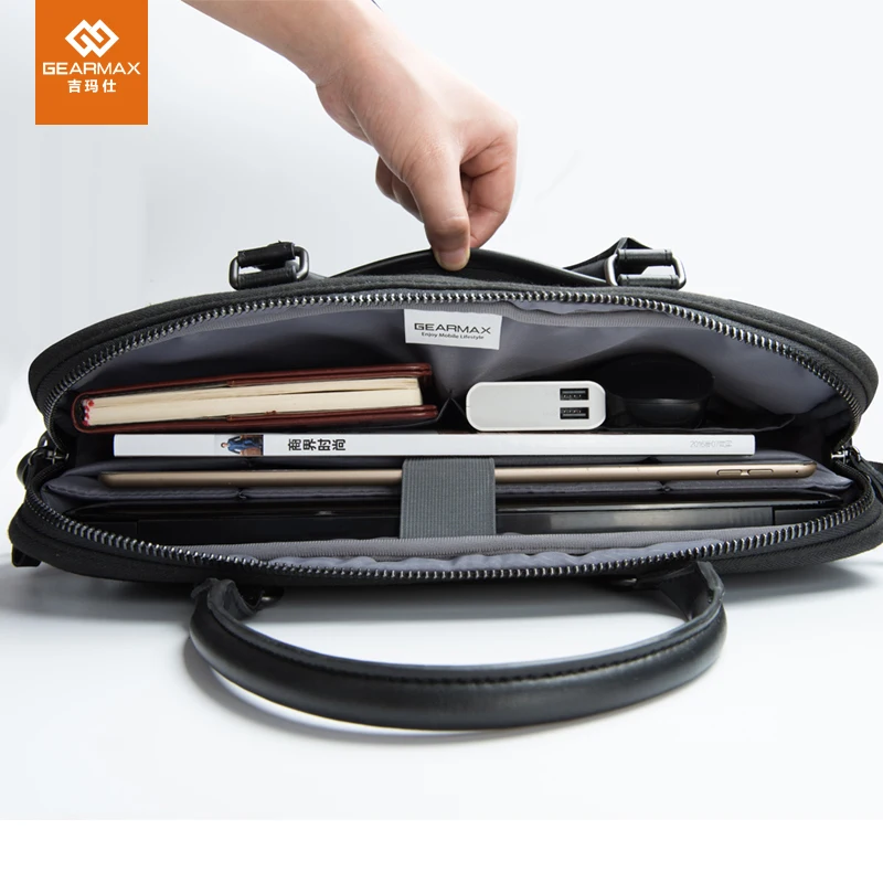 14 Inch Men Laptop Messenger Bags Black Genuine Leather Notebook Bag Wool Felt Business Briefcase Zipper Shoulder | Компьютеры и офис