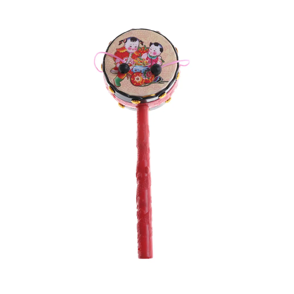 

Chinese Style Plastic Rattle Pellet Drum Cartoon Musical Instrument Toy for Child Kids Gift Whosesale