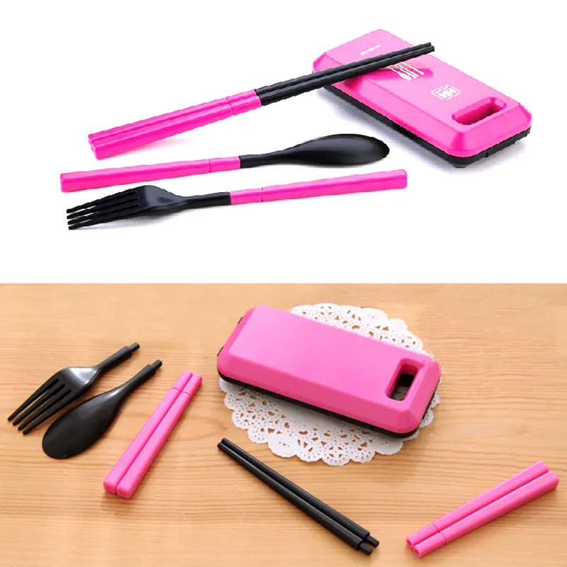 Foldable Pocket Tableware Set Cutlery Fork Chopsticks Kid Bento Lunch Box Outdoor Camping Picnic Dinnerware acampamento походный