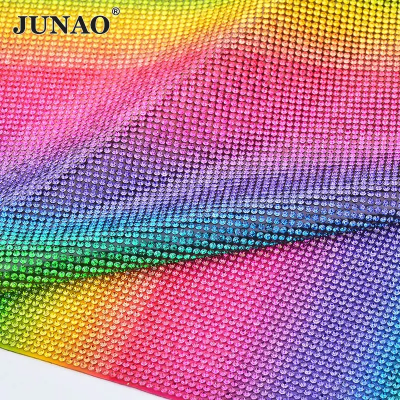 JUNAO 24*40 см Горячая фиксация красочного стекла Стразы отделочный тканевый лист