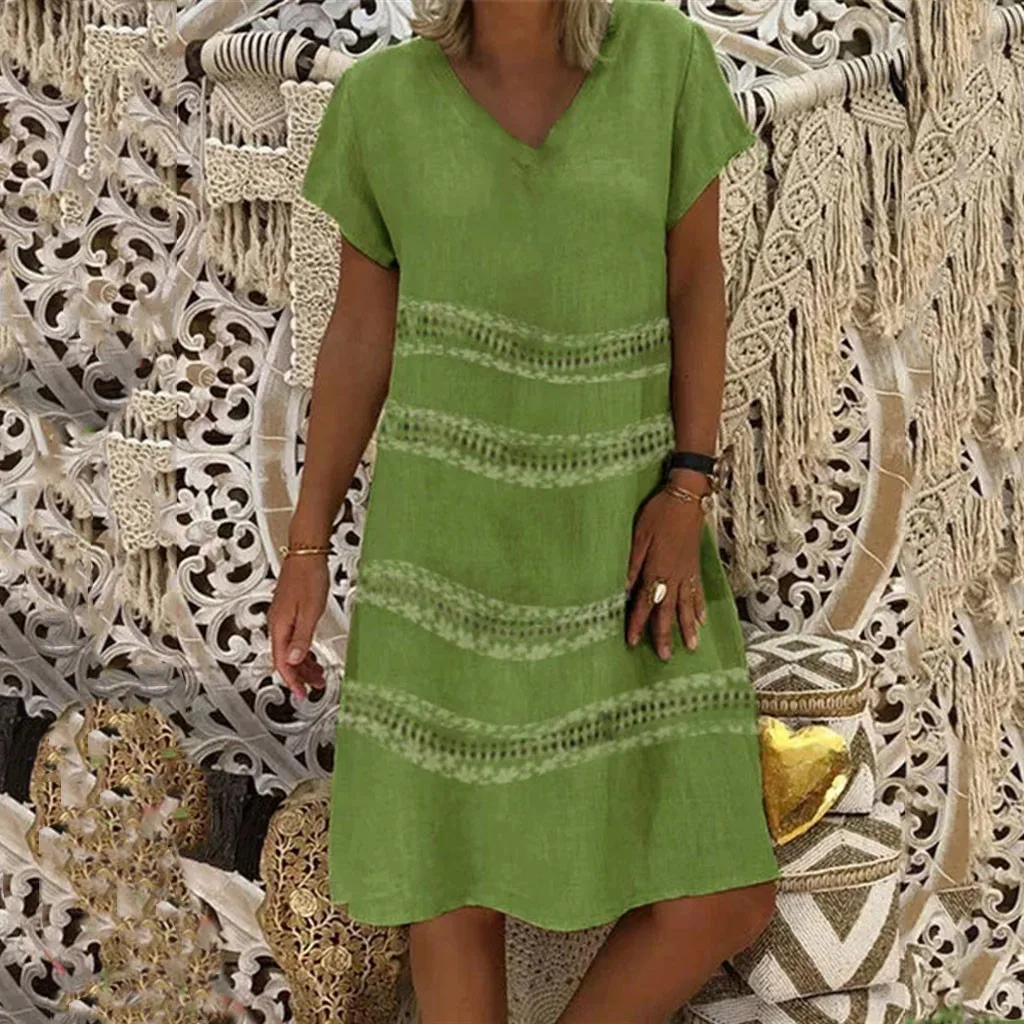 Бесплатная страусиное Платье женское ретро с коротким рукавом принтом до колен