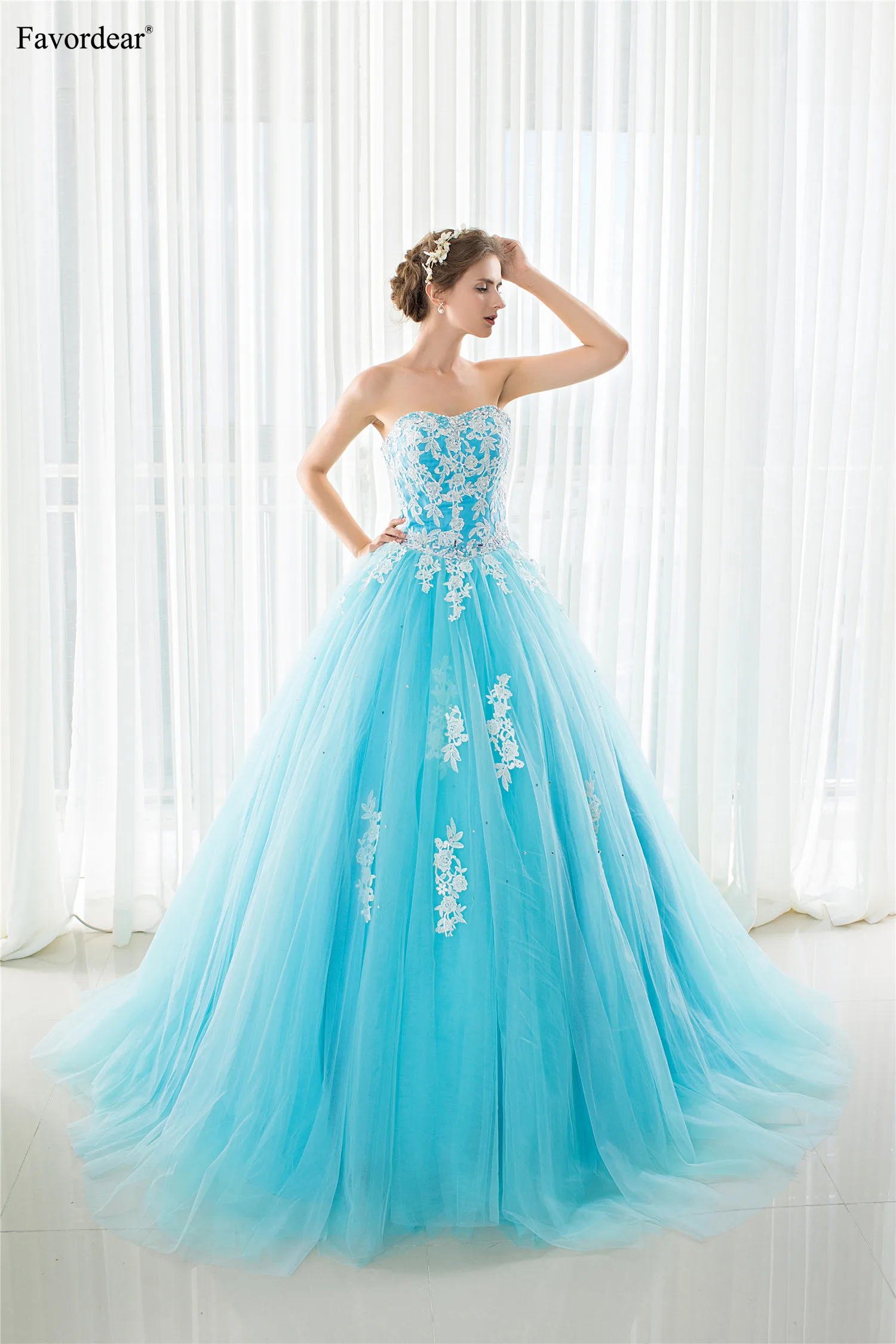 Favordear Бирюзовый Quinceanera 15 лет Vestidos De 15 Anos Милая Quinceanera платья вечерние платье Лидер продаж