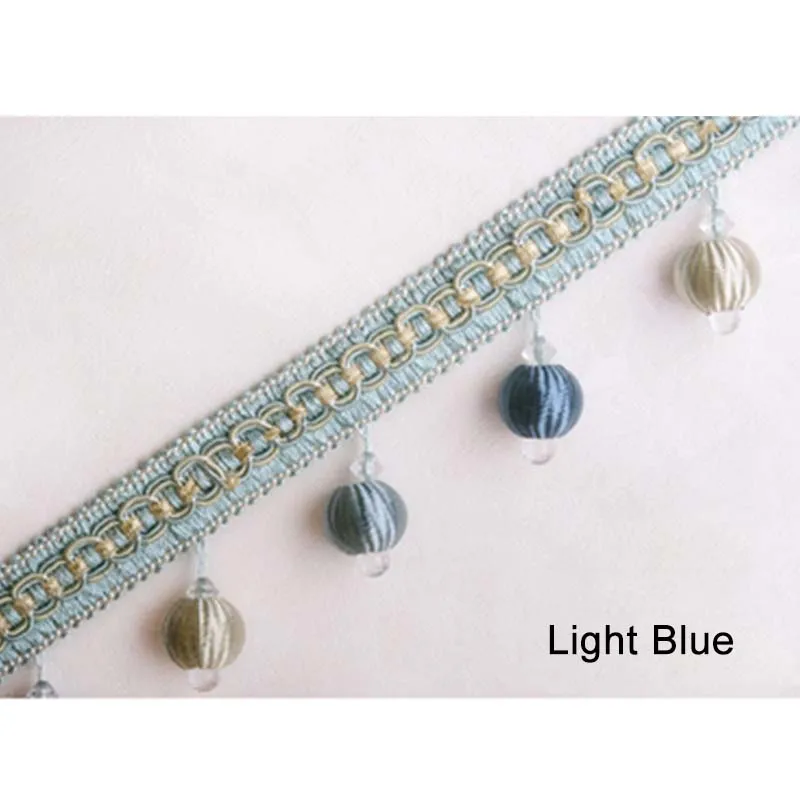 light blue 11 м/лот 5 см ширина роскошный стиль Искусственный шелк отделка с кисточками занавес кисточкой планки кружева для DIY швейная сумка диван - Цвет: light blue