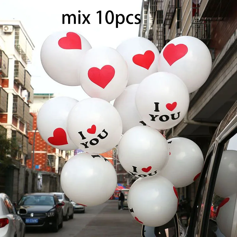 mix 10pcs 1 шт. свадебные украшения из фольги для жениха и невесты, воздушные шары для свадьбы, для мальчиков и девочек, гелиевые шары для любви, вечерние игрушки на День святого Валентина - Color: mix 10pcs