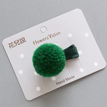 6 pin dark green Корейские меховые шарики для девочек, маленькие милые однотонные заколки для волос, детские заколки для волос, аксессуары для волос, подарок для маленьких девочек - Цвет: 6 pin dark green