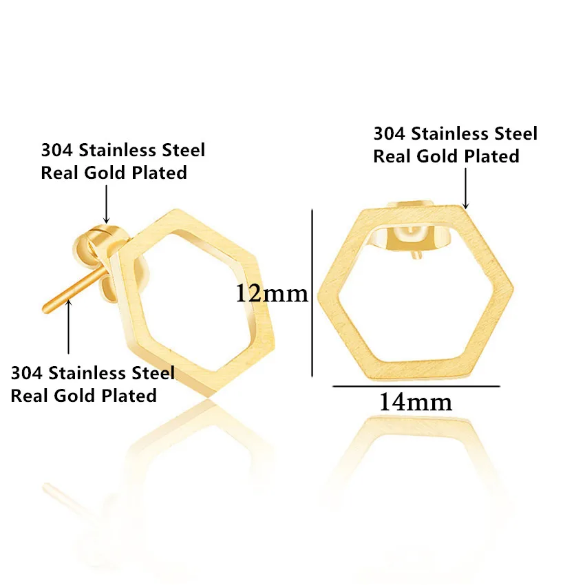 Минималистичные шестиугольные серьги модные ювелирные изделия из нержавеющей
