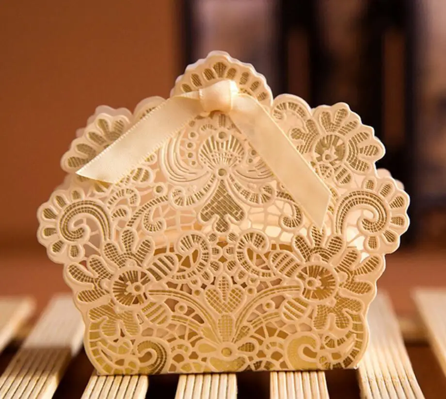 Коробка для конфет с лентой сувенир 100 шт.|Подарочные сумки и упаковка| |