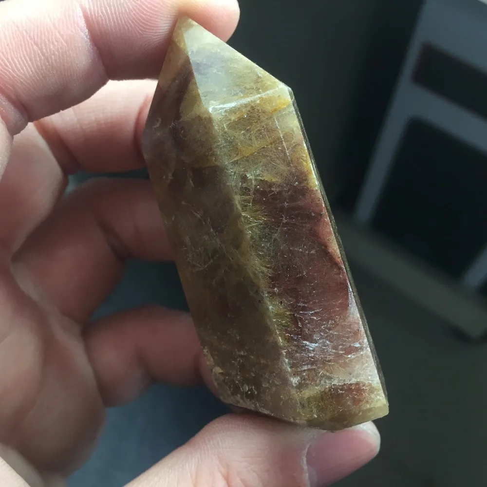 Акция на годовщину 2019 HD368 (77 г) единственный натуральный кристалл Rutilated Quartz Healing Wand