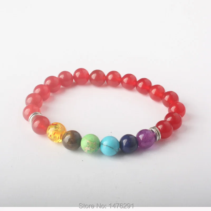 8x8MM Mix 7 Color Bracelets Rose Crystal Volcanic Snowy obsidian Beads Chakra Healing Bracelet For Men Women Prayer Stones 7&quotL |