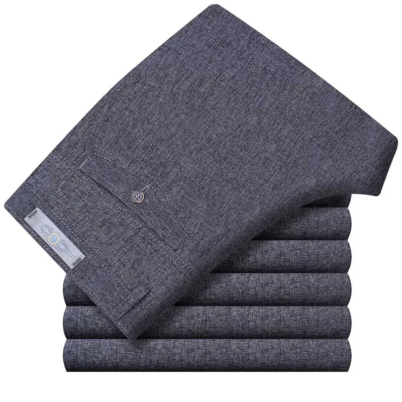 3604 Gray Blue Pants Летние льняные деловые повседневные брюки для мужчин, большие размеры, мужские формальные классические дышащие 9 цветов, тонкие офисные брюки для мужчин s - Цвет: 3604 Gray Blue Pants