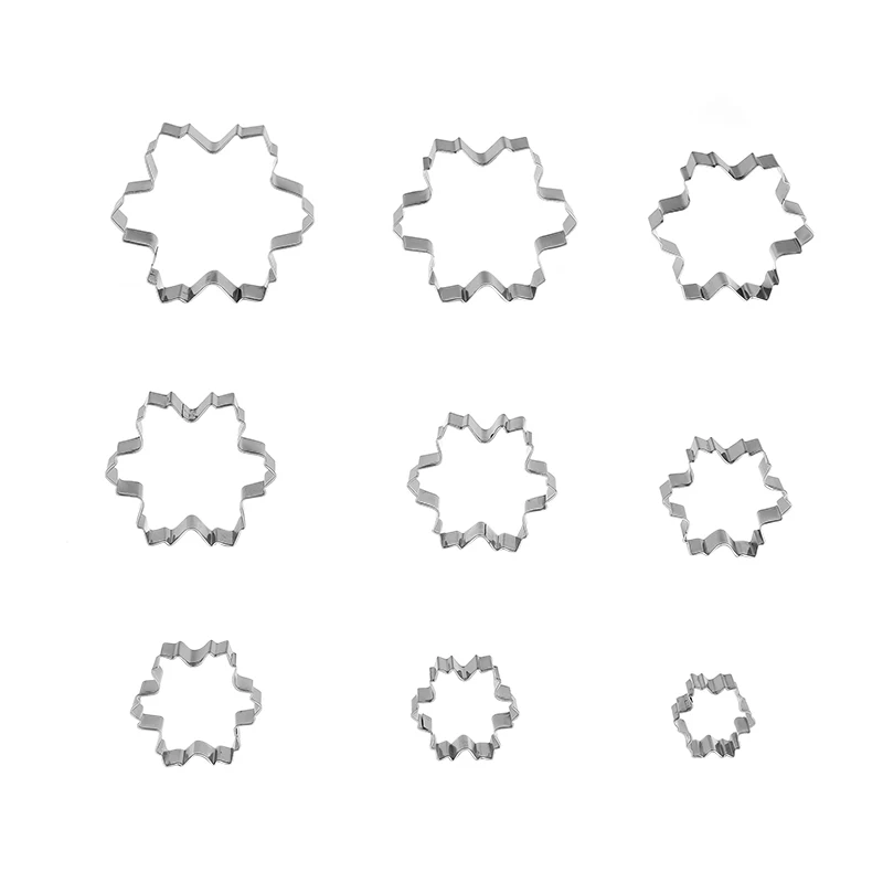 9 шт./лот Новый Снежинка Формы Из Нержавеющей Стали Cookie Cutter Торт Украшение Fondant