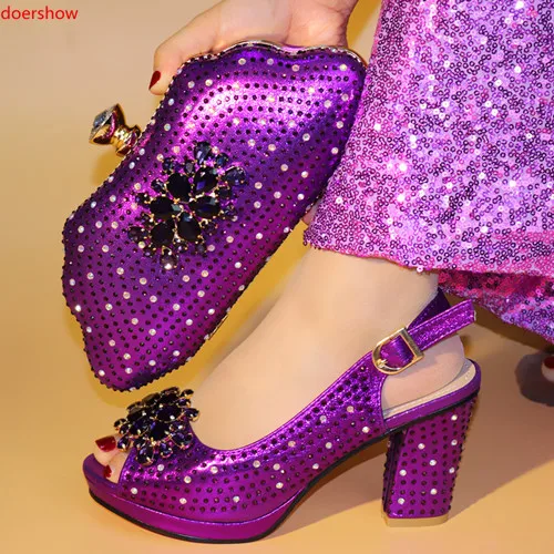

doershow Italian Shoes with Matching Bags for Wedding Women Shoes and Bag to Match for party Nigerian Shoes and Bag Set!SJM1-22