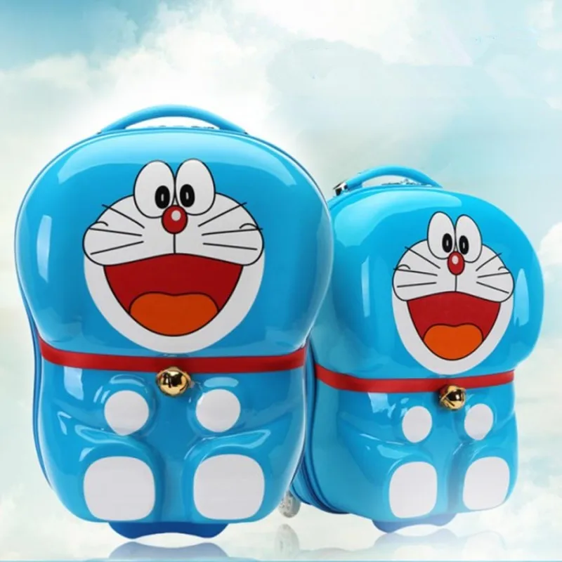 Для маленьких мальчиков обувь для девочек 3D Doraemon чемодан на колёса/Дети 19 дюймов