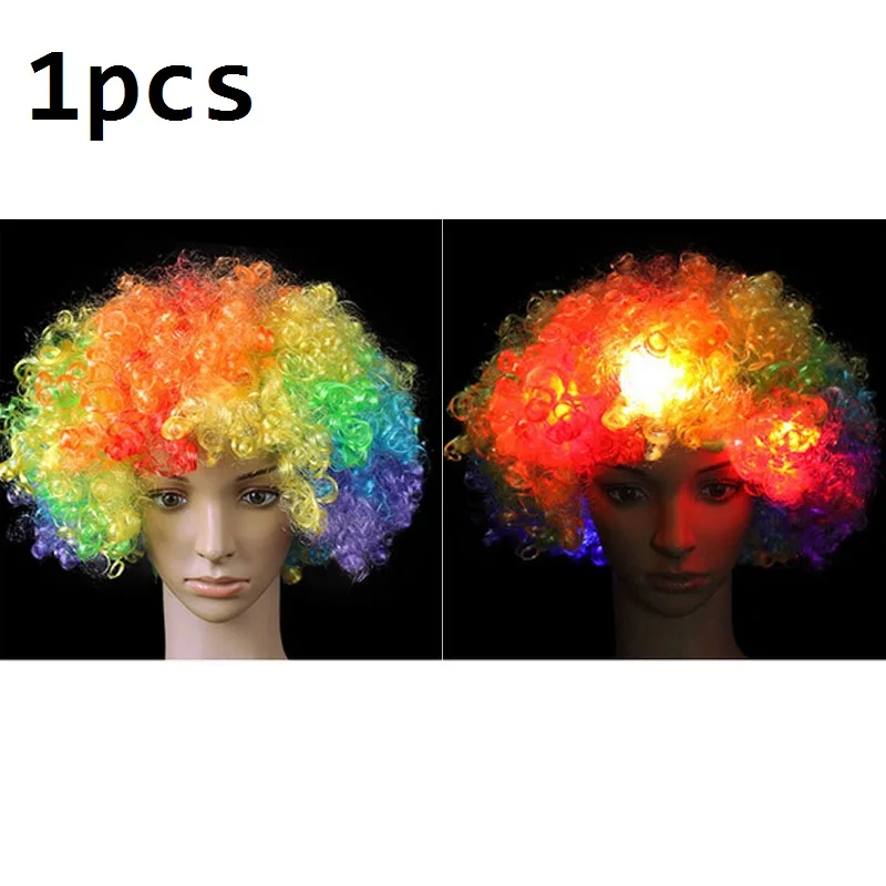 colors hair wig Женский и мужской светодиодный светильник, мигающая блестящая шляпа для джаза, галстук-бабочка, для взрослых, танцевальное шоу, одежда, светящиеся, Рейв, вечерние, свадебные, концертные, для бара, парада - Цвет: colors hair wig