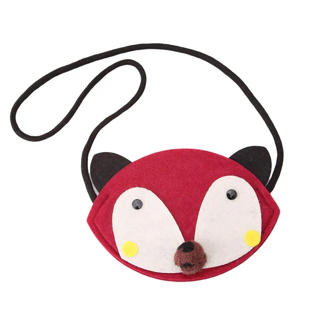 Wine red fox shape Маленькая Сумочка с милым животным, новинка, Нетканая ткань, мультяшная Милая лиса, мини-сумочка, сумки через плечо для детей - Цвет: Wine red fox shape