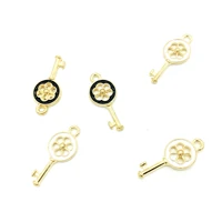 30pcslot new arrival black white color flowers key charms fashion oil drop charm pendants for jewelry accessories