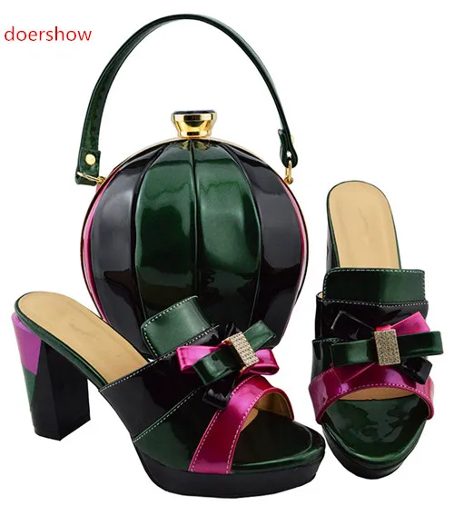 doershow 2018 decorated with flower crystal shoes and bag set Italian shoe matching new design ladies BB1-26 | Обувь