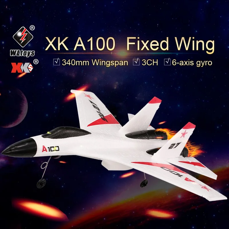 Модель самолета A100 RC самолет 2 4G 340 мм 3CH с фиксированным крылом на открытом