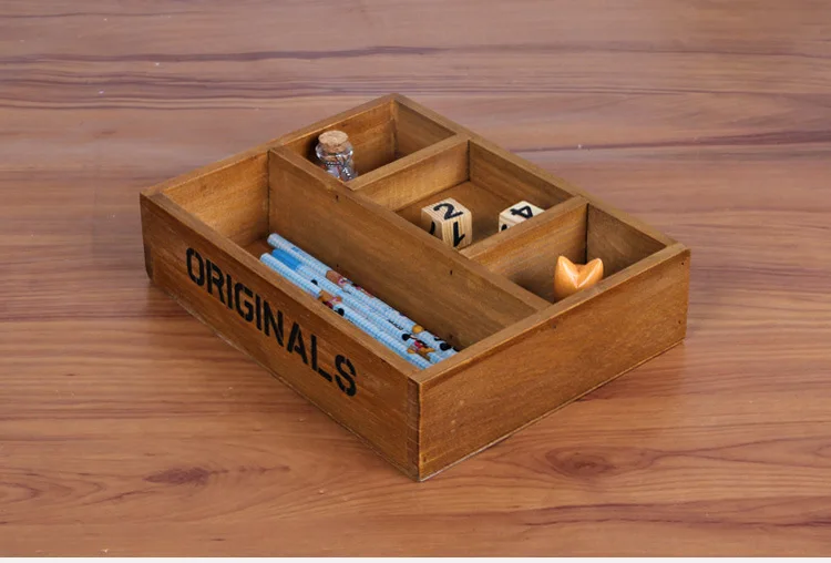 Винтажная Ретро деревянная коробка цветочные горшки для макияжа мелочи