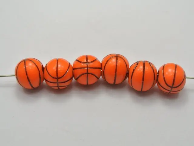 100pcs 12mm fashion Round Beads Orange Sparkling Basket Ball Pattern Acrylic Bracelet diy Accessories | Дом и сад