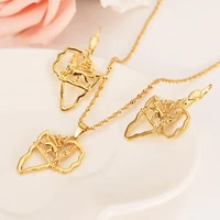 gold color africa map flag lion drop earrings pendant trendy jewelry gifts party women girls kids party wedding jewelry sets