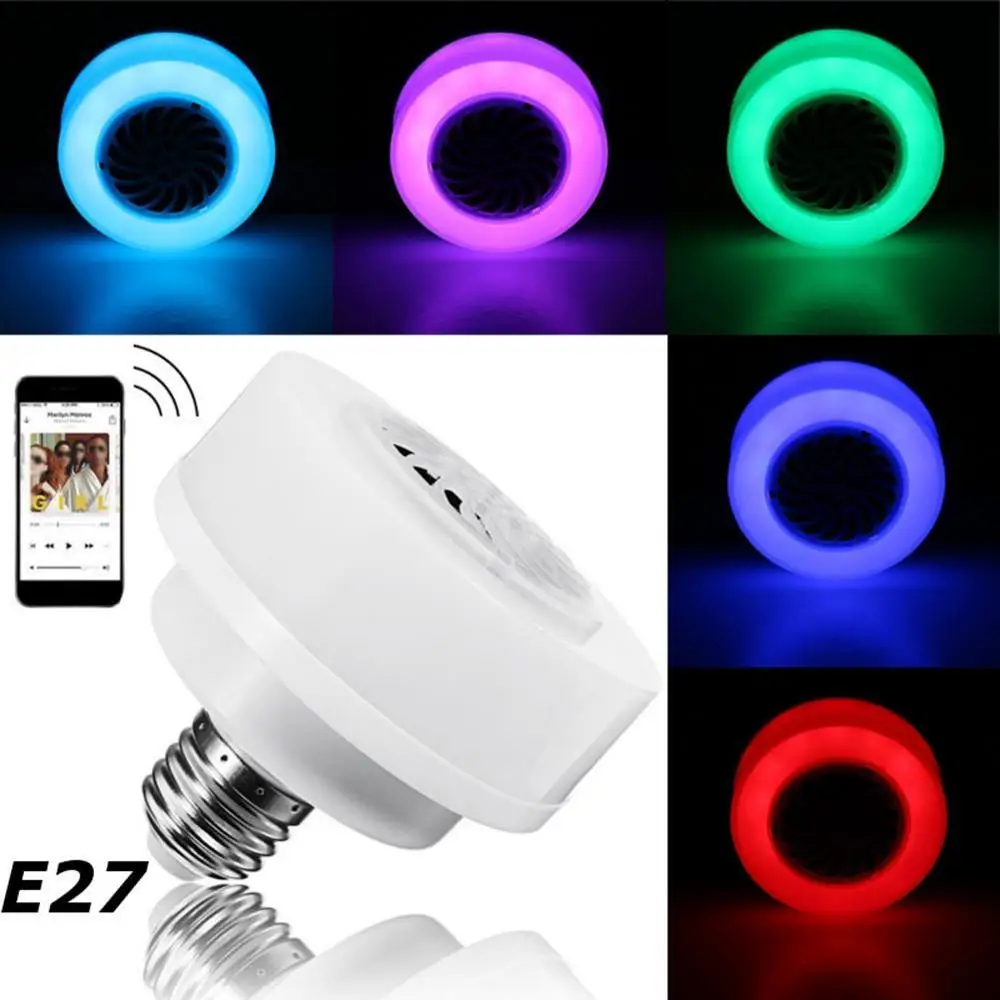 Светодиодная музыкальная лампа E27 LED беспроводной свет лампы bluetooth динамик RGB
